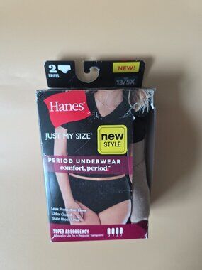 Hanes Just My Size Period Panties 5X Women Leakproof 2 Pack Briefs Size 13